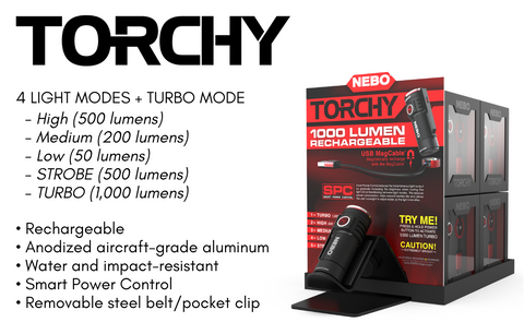TORCHY  1000 Lumen Flashlight